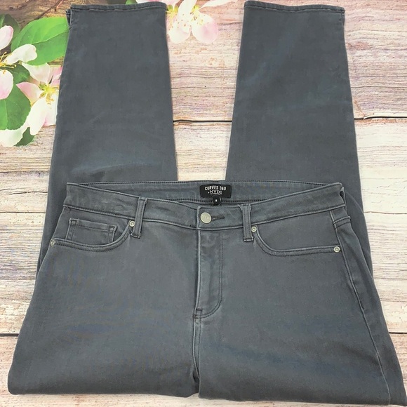 NYDJ Curves 360 Heather Gray Velvet Crush Straight Leg Jeans • Sz 8 - Picture 7 of 13